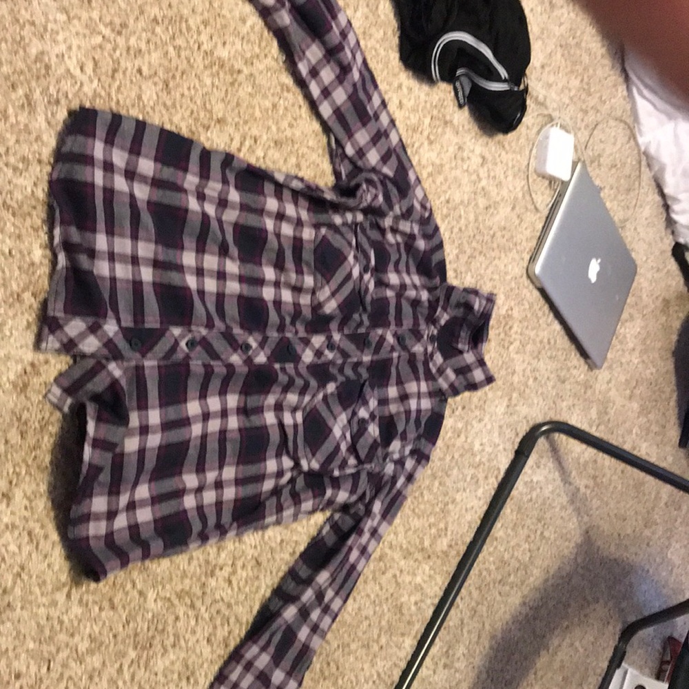 purple and white flannel